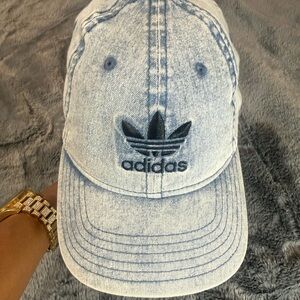adidas Light Wash Denim Baseball Cap with Trefoil Embroidery